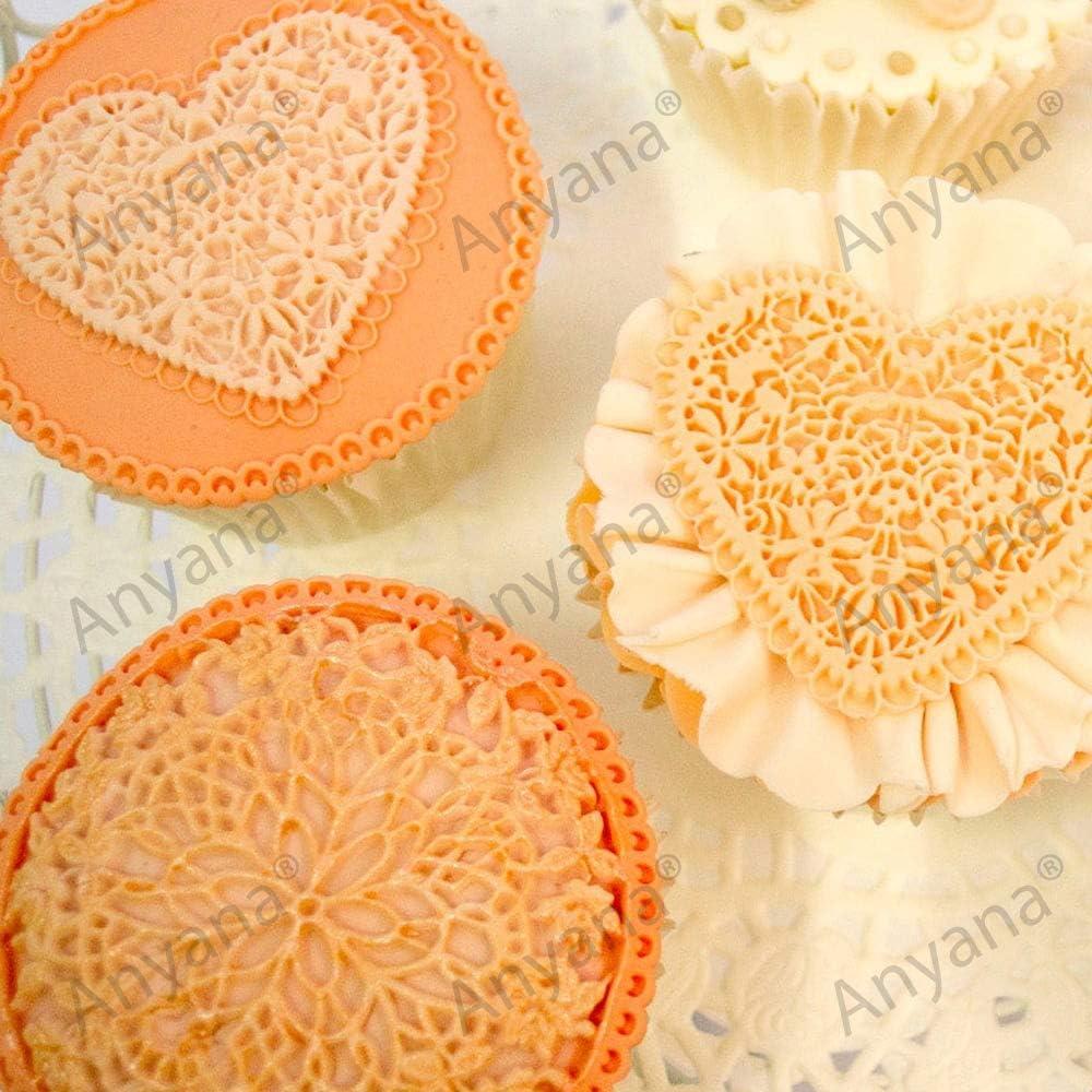 Set de 3 Moldes de Silicona para Fondant Anyana - Encaje Cupcakes
