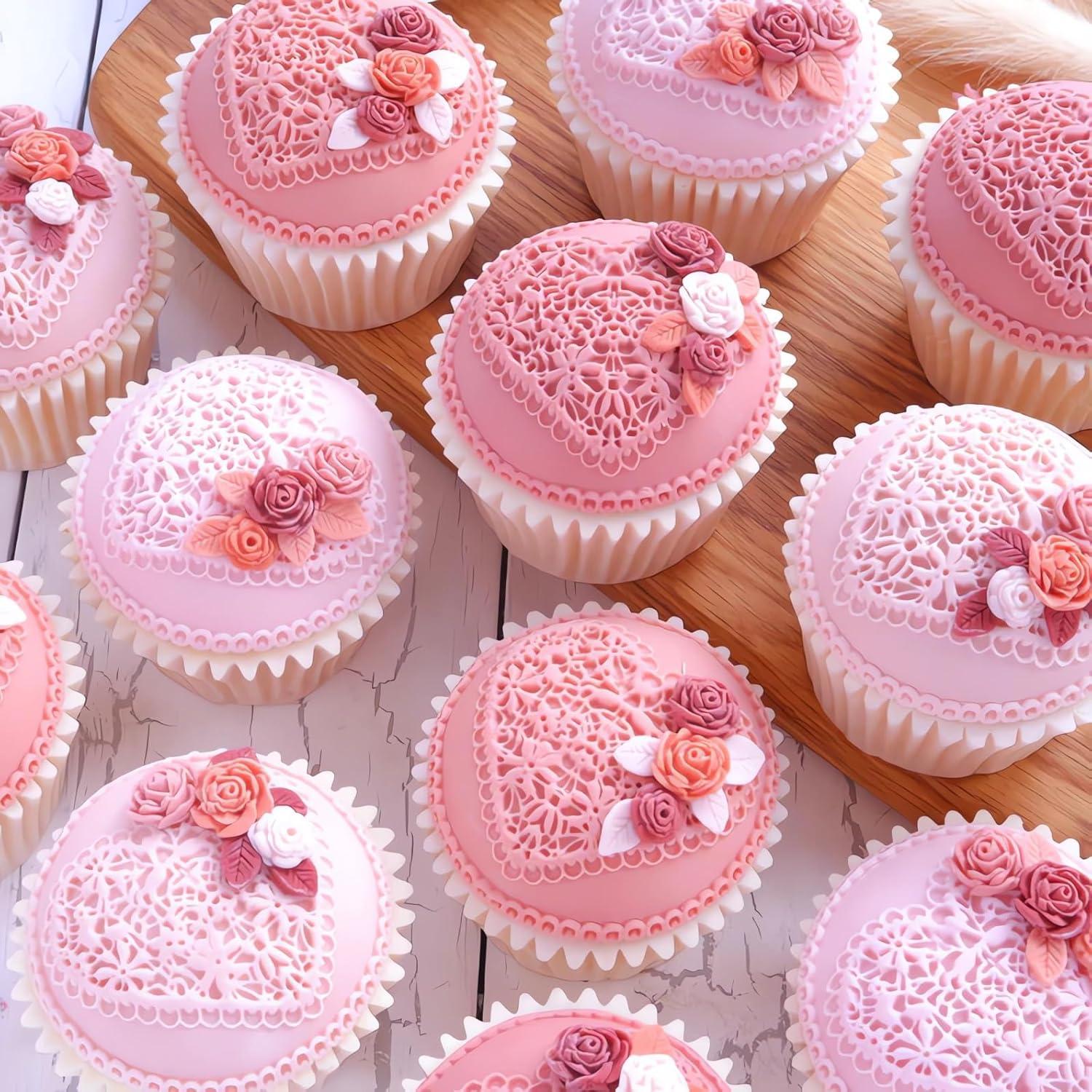 Set de 3 Moldes de Silicona para Fondant Anyana - Encaje Cupcakes