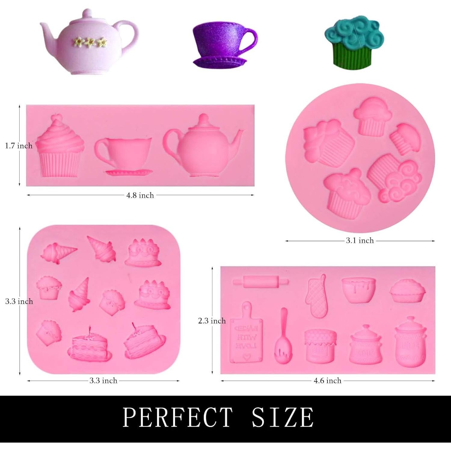 Molde de Fondant de Silicona Muyulin para Cupcakes - 4 Piezas