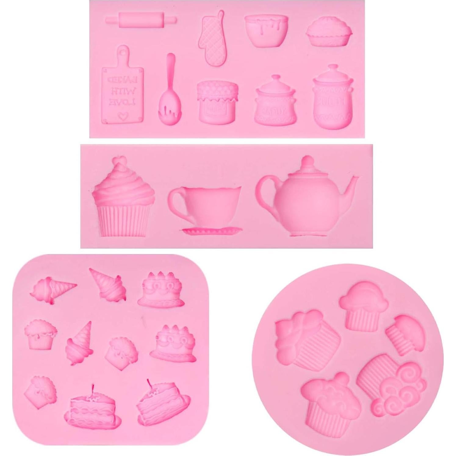 Molde de Fondant de Silicona Muyulin para Cupcakes - 4 Piezas