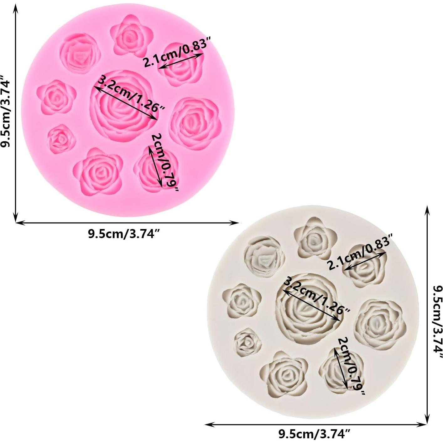 Molde de Silicona RFGHAC Flor de Rosa 2 Pcs 9.5 cm