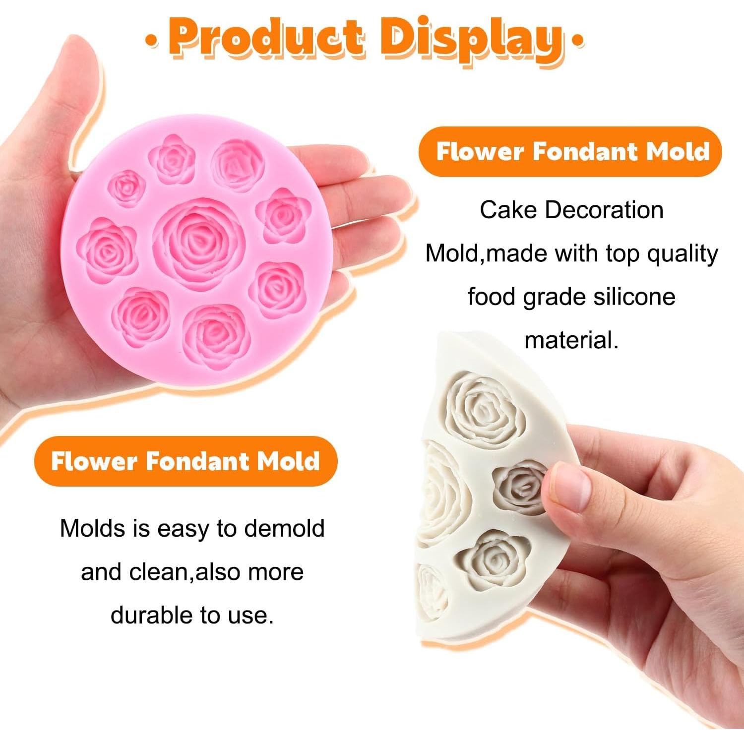 Molde de Silicona RFGHAC Flor de Rosa 2 Pcs 9.5 cm