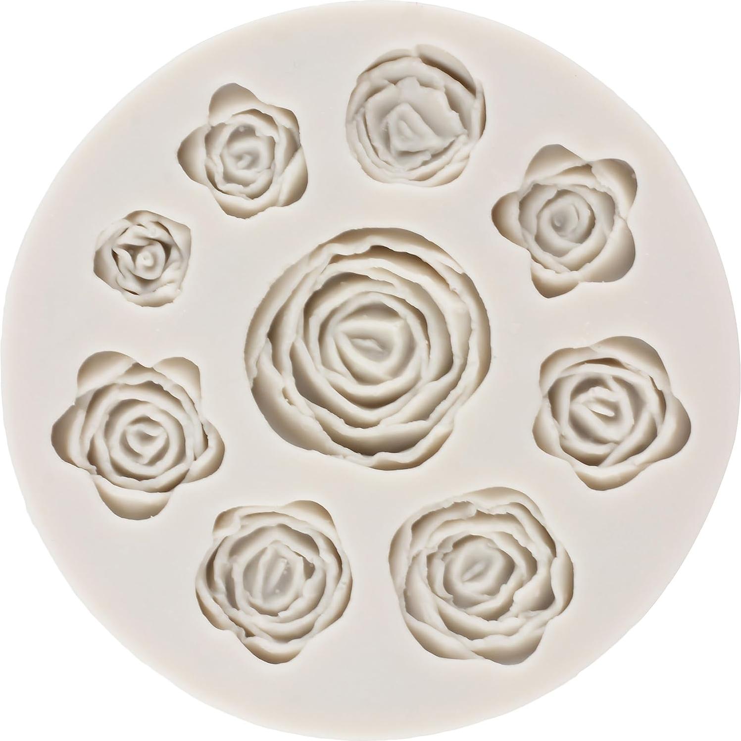 Molde de Silicona RFGHAC Flor de Rosa 2 Pcs 9.5 cm