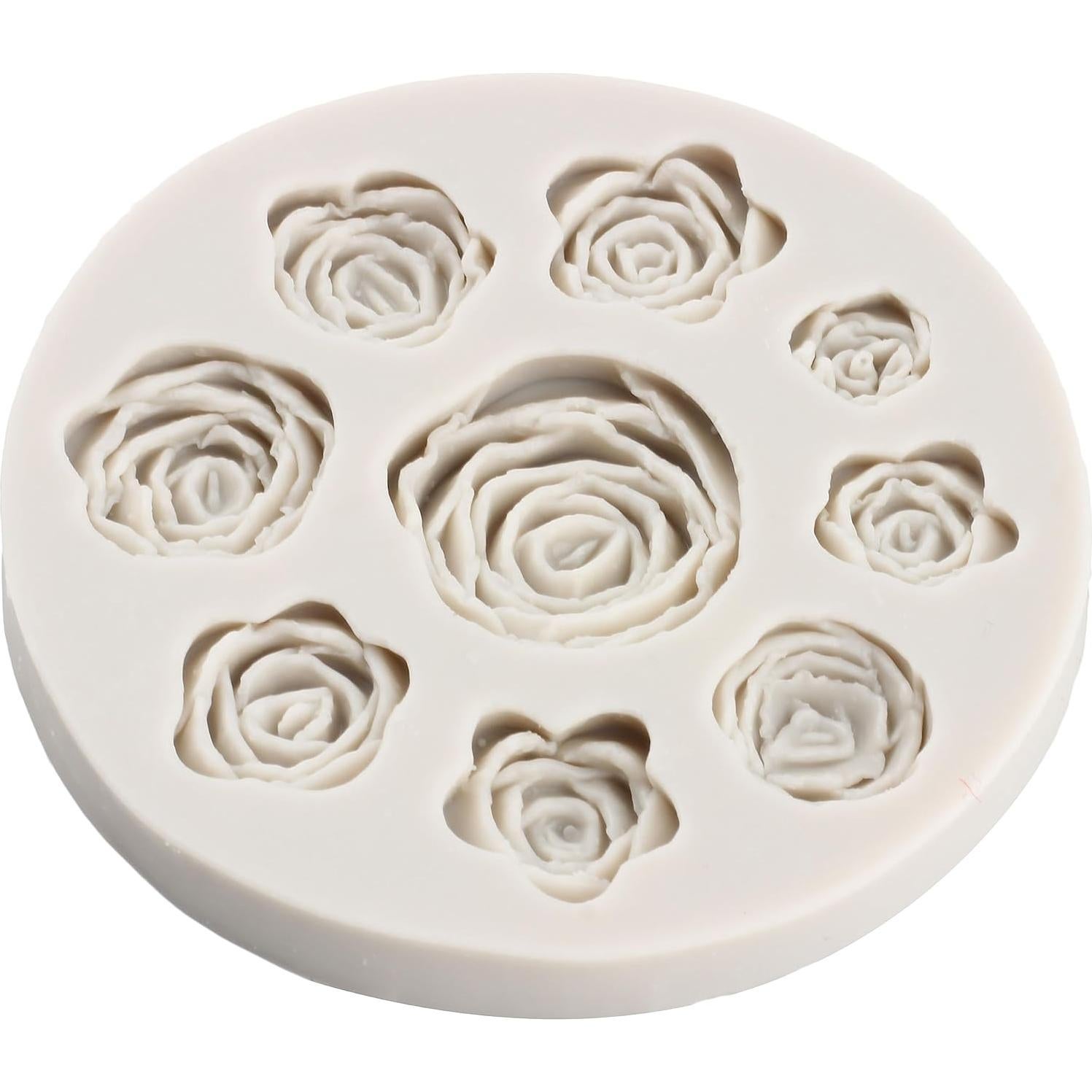 Molde de Silicona RFGHAC Flor de Rosa 2 Pcs 9.5 cm