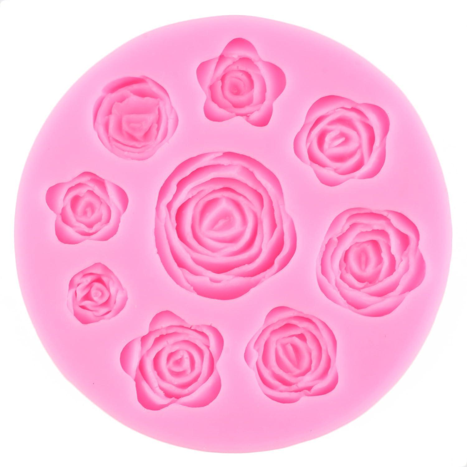 Molde de Silicona RFGHAC Flor de Rosa 2 Pcs 9.5 cm