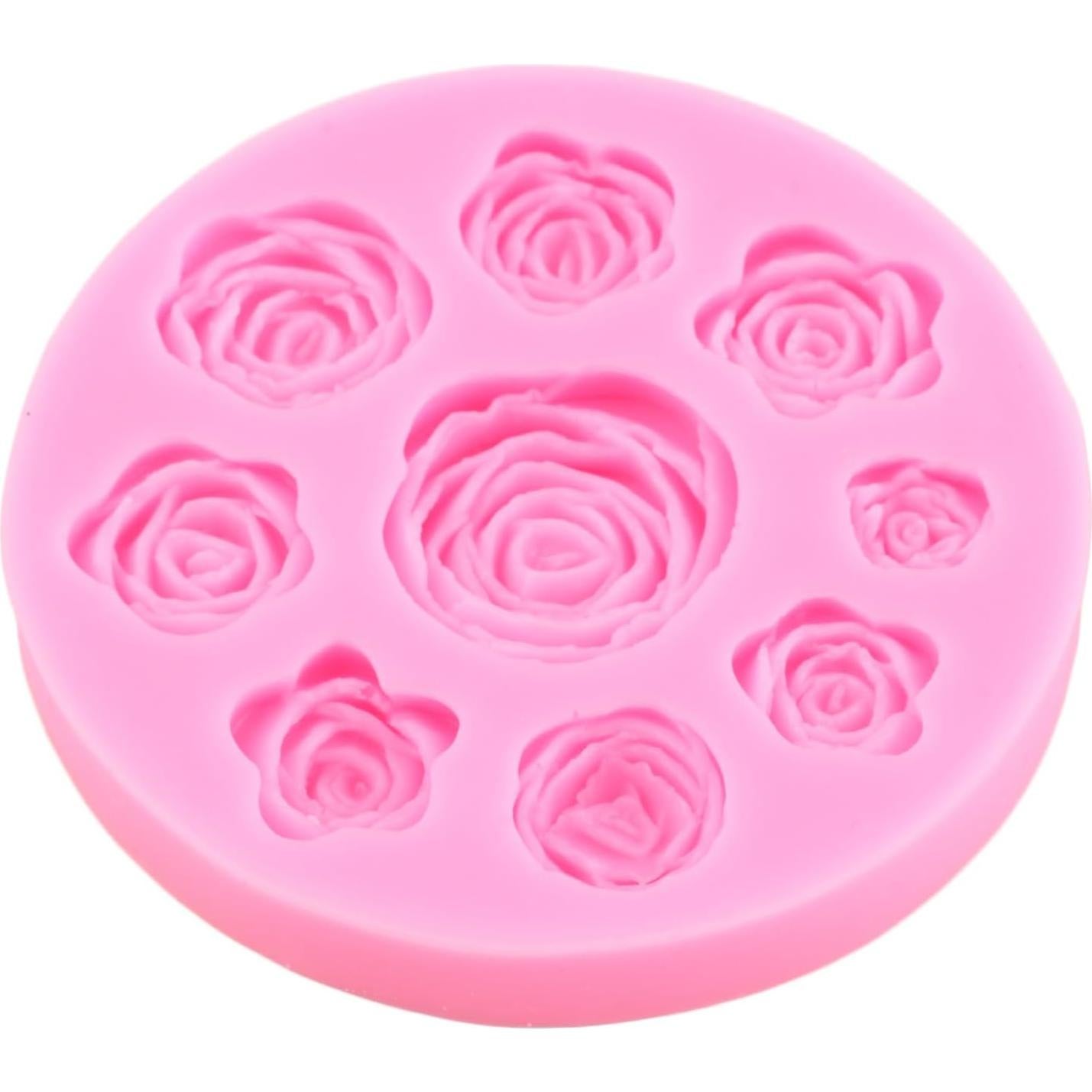 Molde de Silicona RFGHAC Flor de Rosa 2 Pcs 9.5 cm