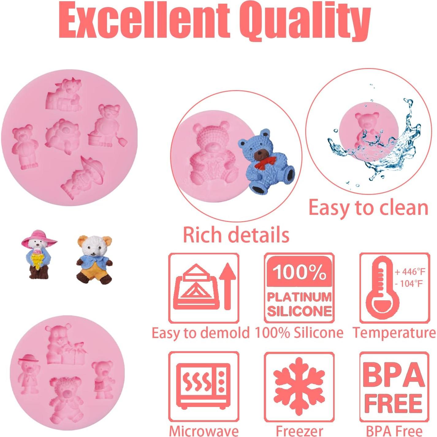 Moldes de Silicona para Pasteles Osito YWZBOMOLDRM 4 Pcs