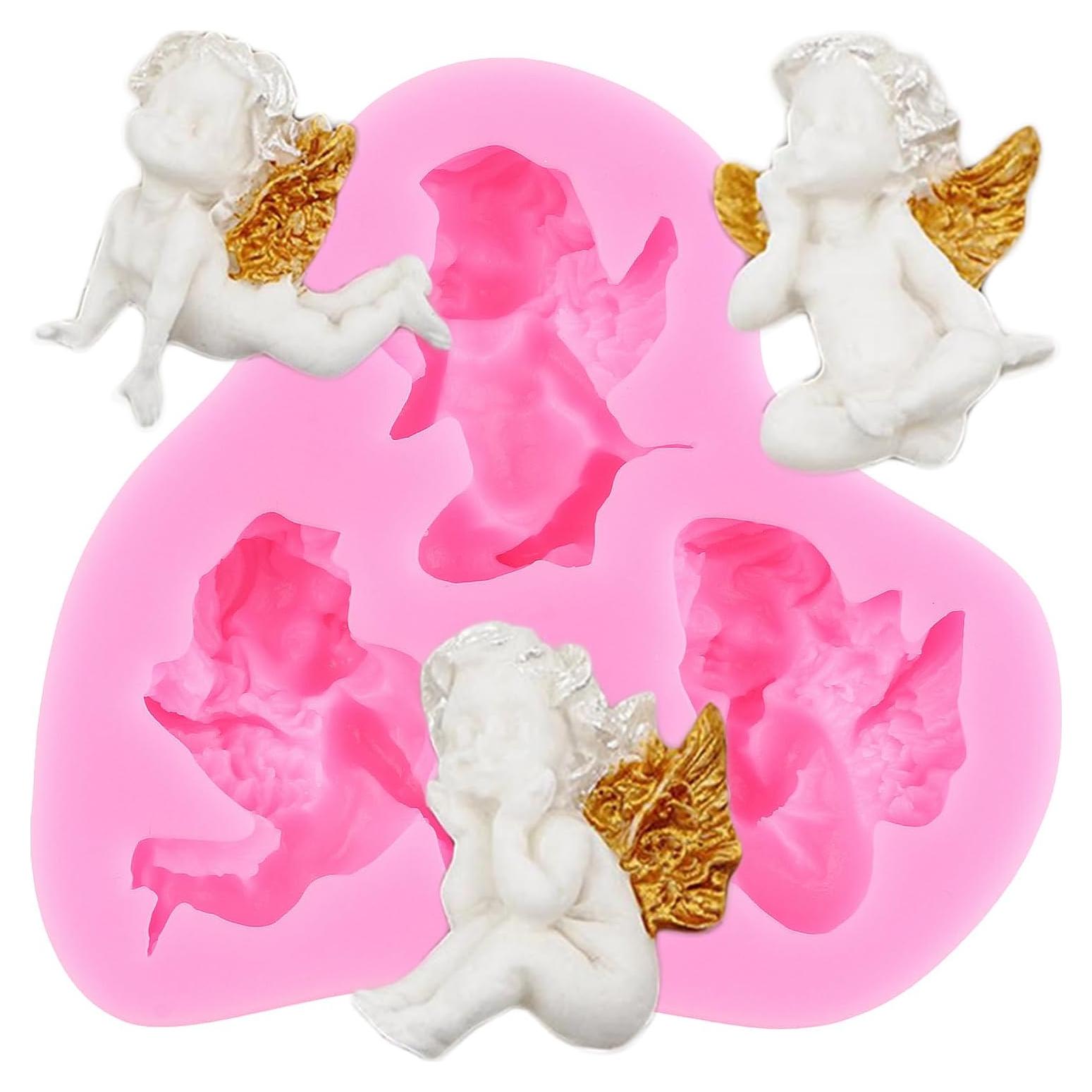 Angel Baby Fondant Mold Angel Cherub Cake Decorating Silicone Molds For Cake Decoration Cupcake Topper Chocolate Candy Gum Paste Polymer Clay