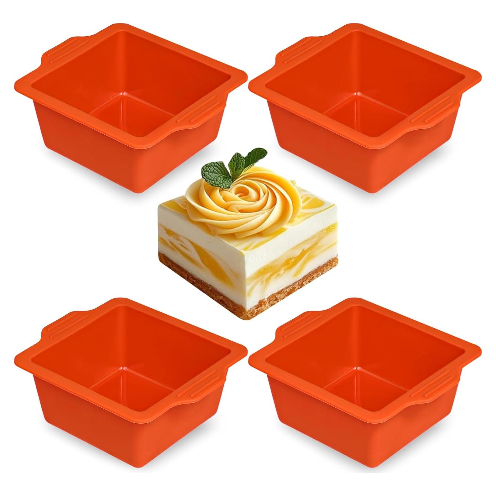 Moldes de Silicona Cuadrados Webake 4" Antiadherentes Set de 4