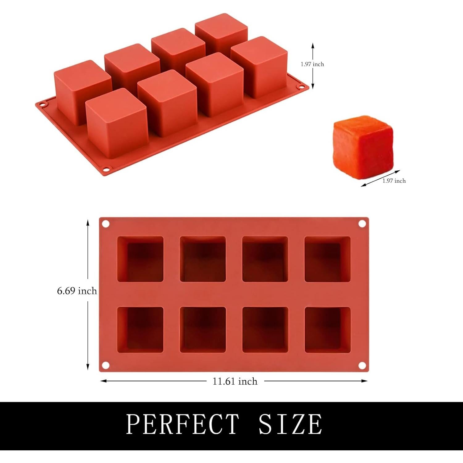 Moldes de Silicona Cuadrados Muyulin, 2 Piezas 8 Cavidades