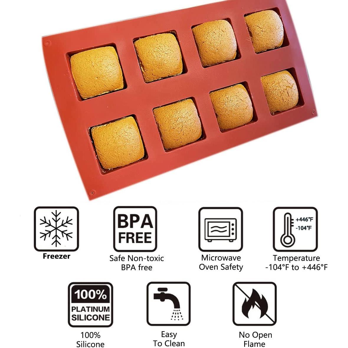 Moldes de Silicona Cuadrados Muyulin, 2 Piezas 8 Cavidades
