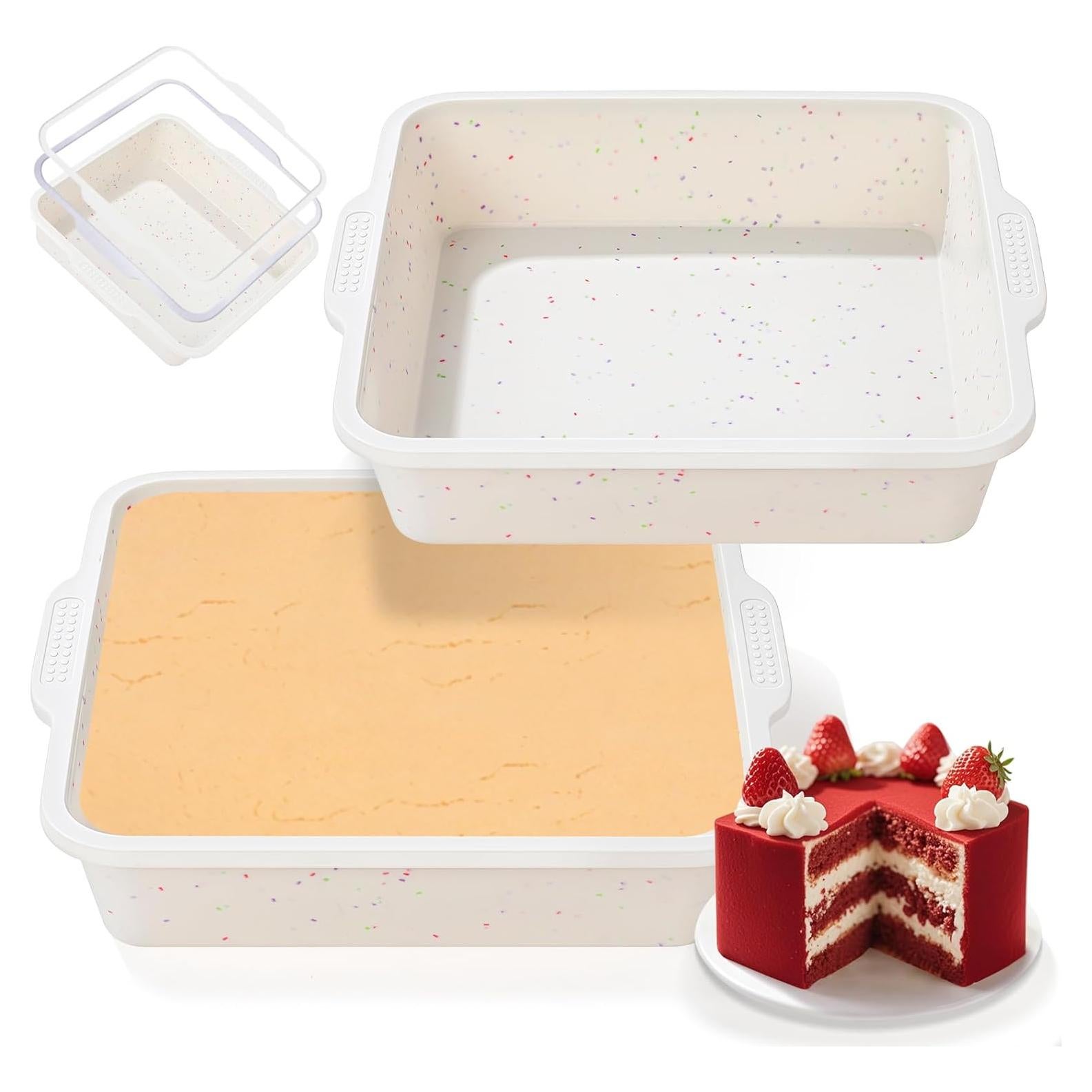 Molde Cuadrado de Silicona SJ 20.32 cm Antiadherente Juego de 2