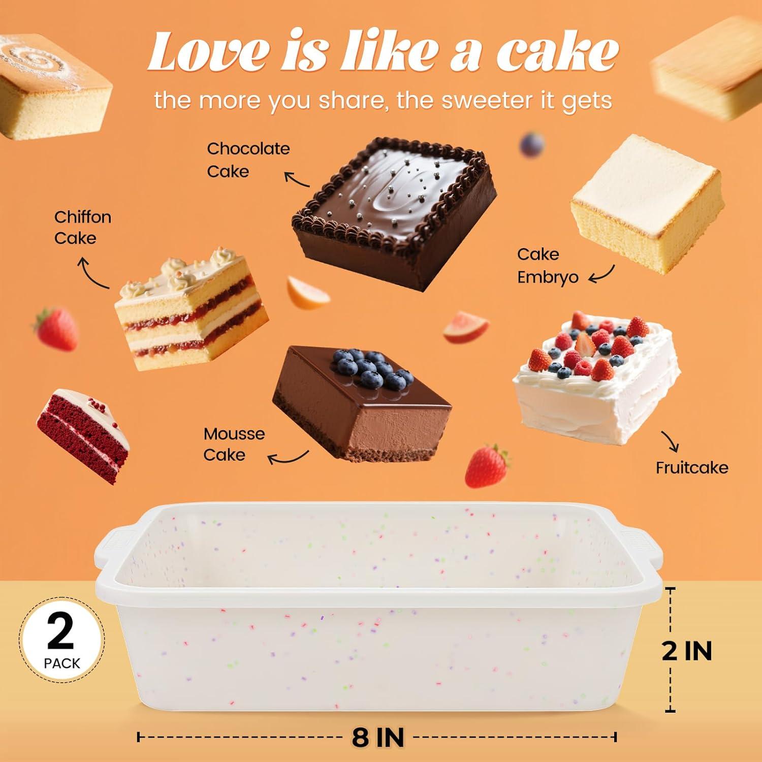 Molde Cuadrado de Silicona SJ 20.32 cm Antiadherente Juego de 2