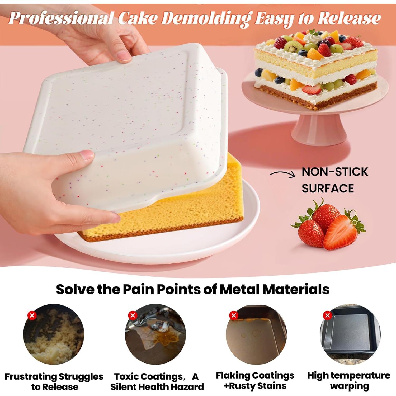 Molde Cuadrado de Silicona SJ 20.32 cm Antiadherente Juego de 2