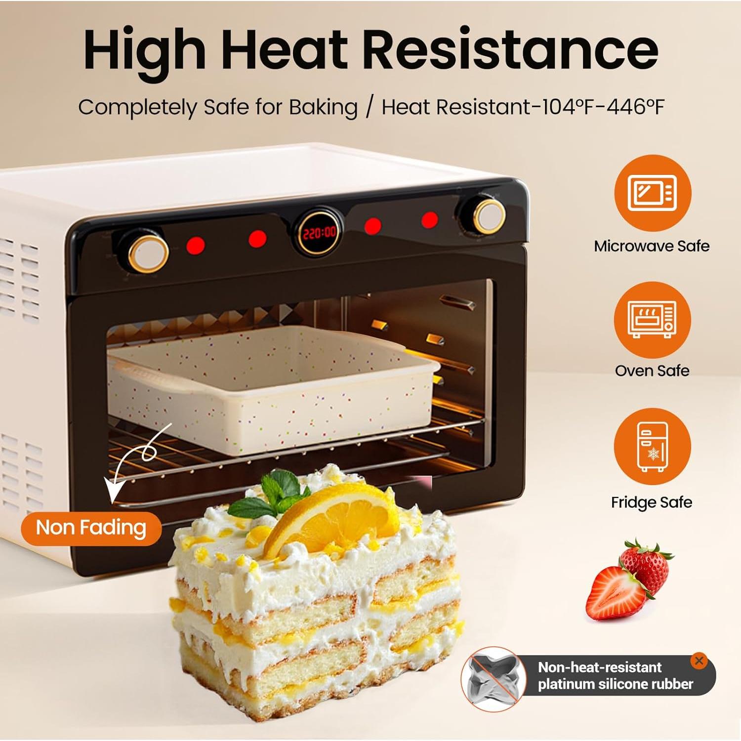 Molde Cuadrado de Silicona SJ 20.32 cm Antiadherente Juego de 2