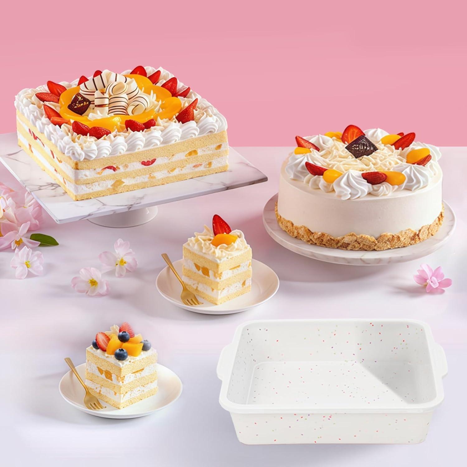 Molde Cuadrado de Silicona SJ 20.32 cm Antiadherente Juego de 2