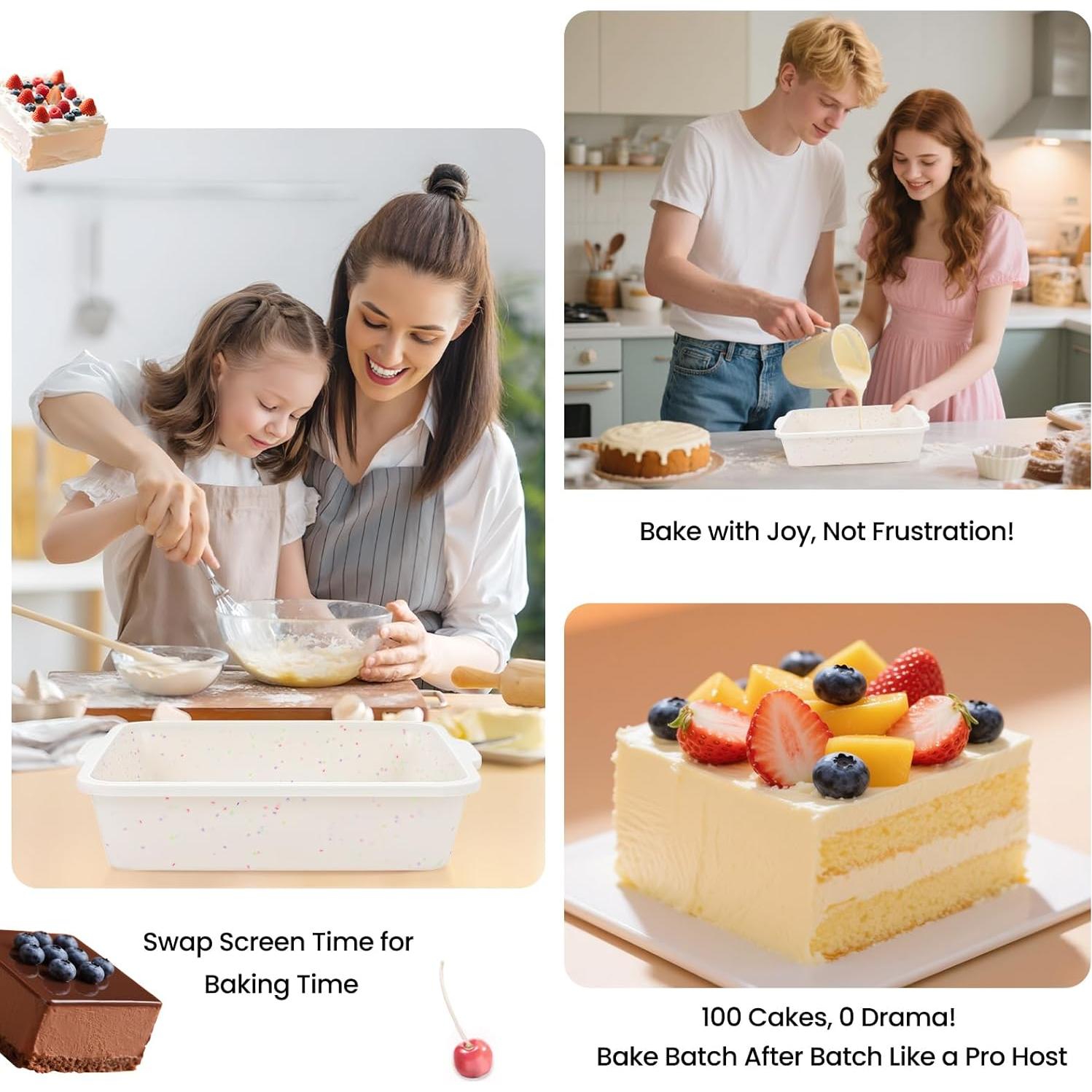 Molde Cuadrado de Silicona SJ 20.32 cm Antiadherente Juego de 2