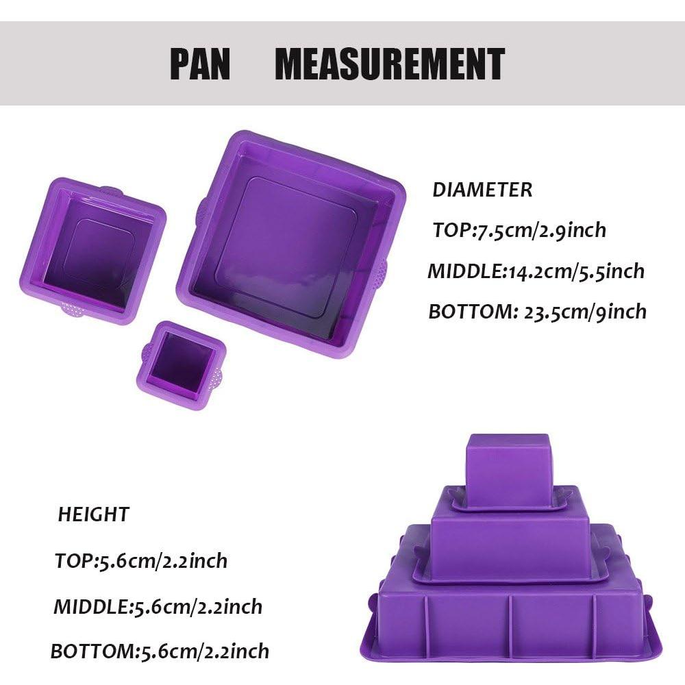Juego de Moldes Cuadrados Webake de Silicona 3 Niveles 22.86 cm