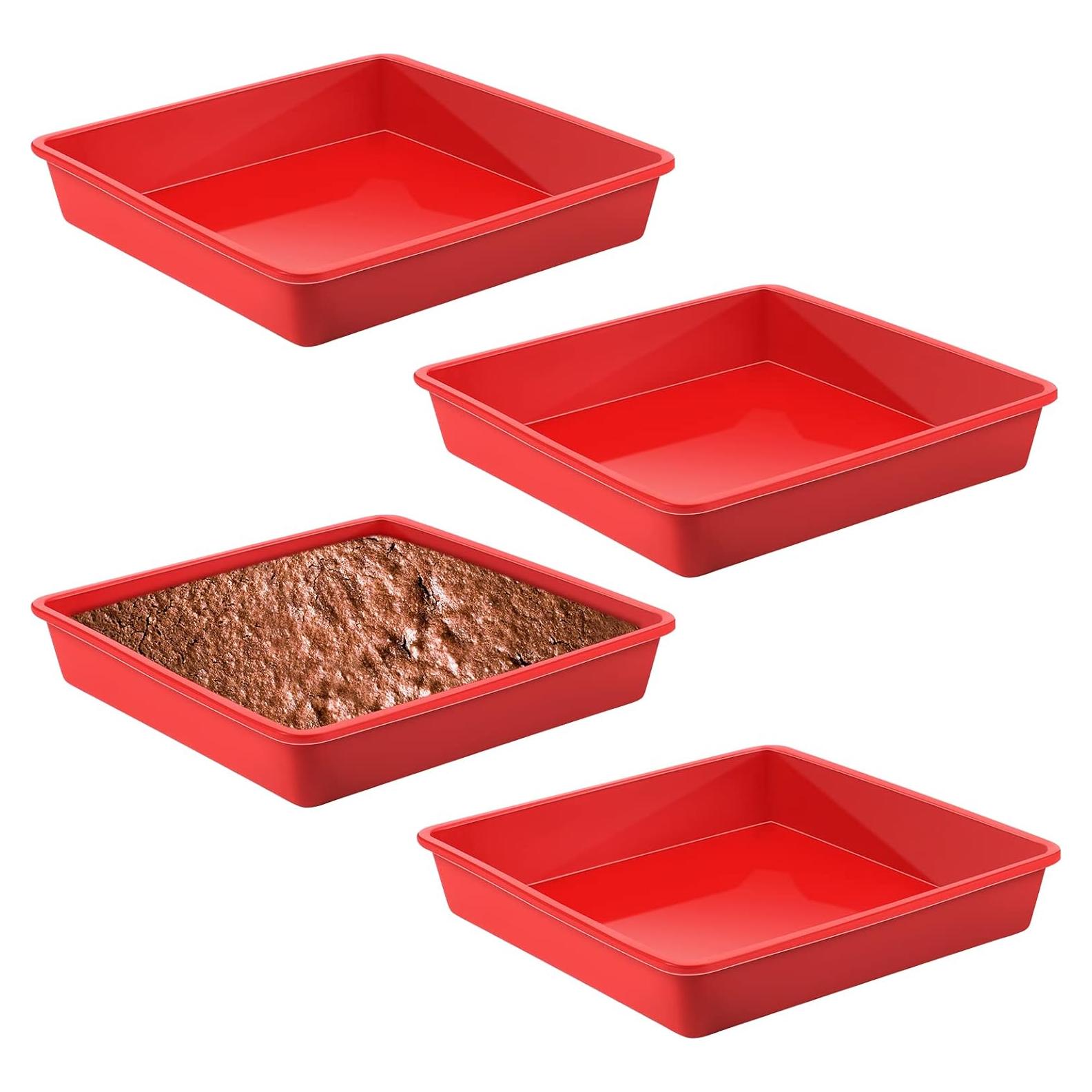 Juego de 4 Moldes de Silicona Antiadherente Geetery 20 cm Rojo