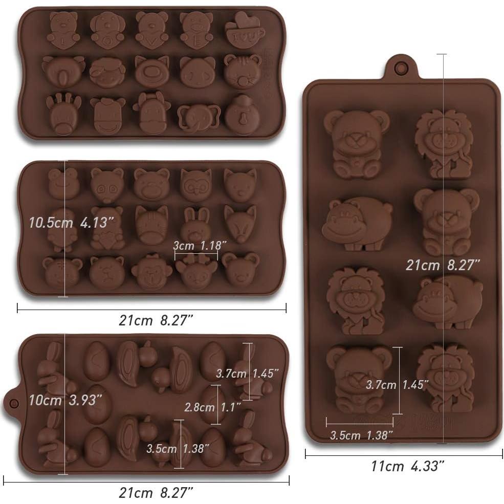 Moldes de Chocolate Silicona Cozihom 4 Pcs Animales