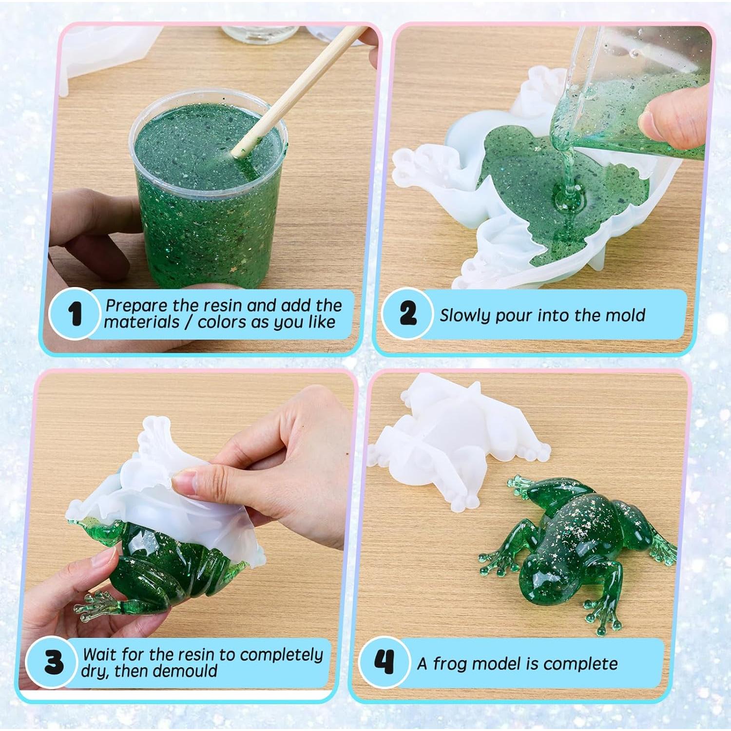 Moldes de Silicona 3D Klfoho para Resina - Rana - 2 Piezas