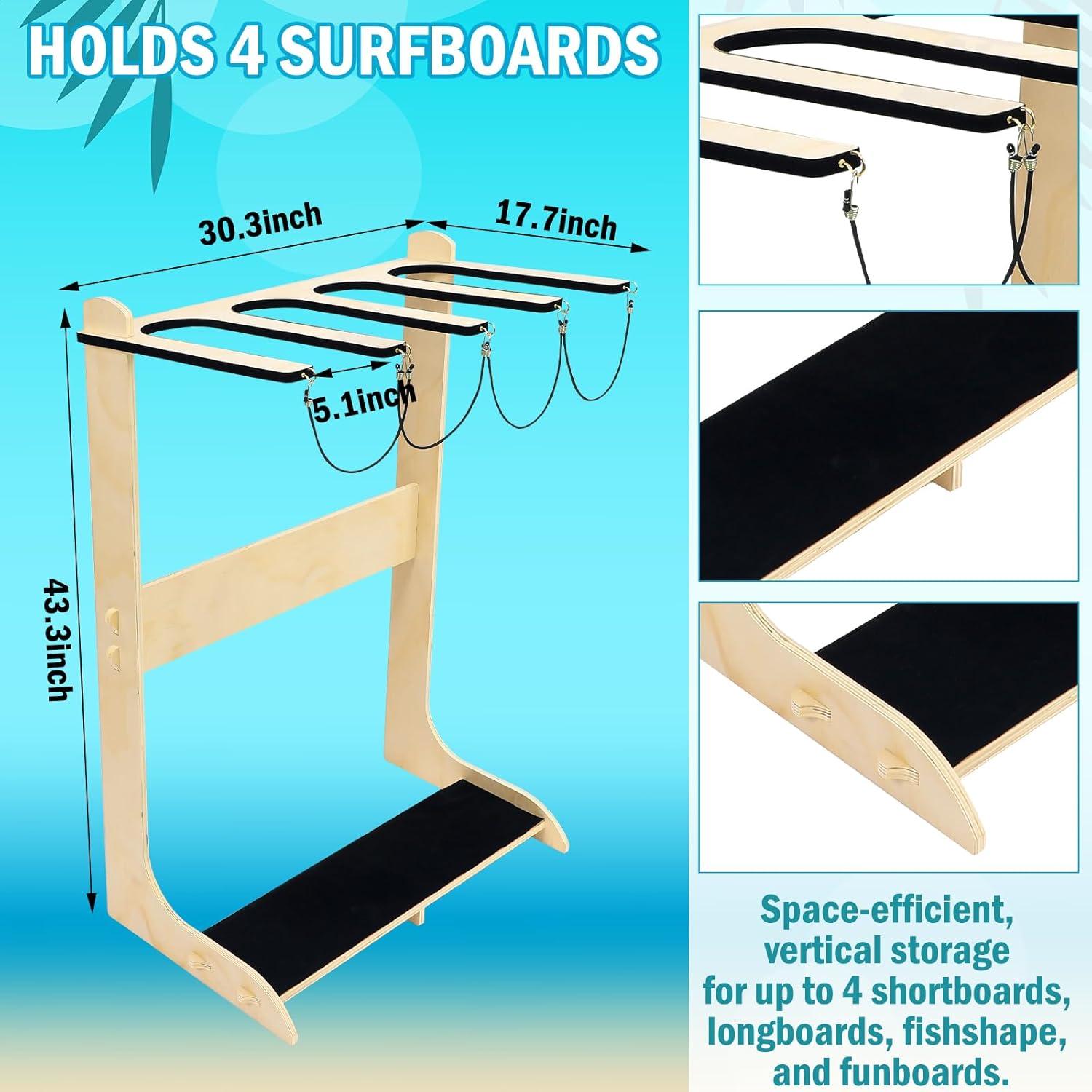 Soporte Vertical para 4 Tablas de Surf Briwooody Negro