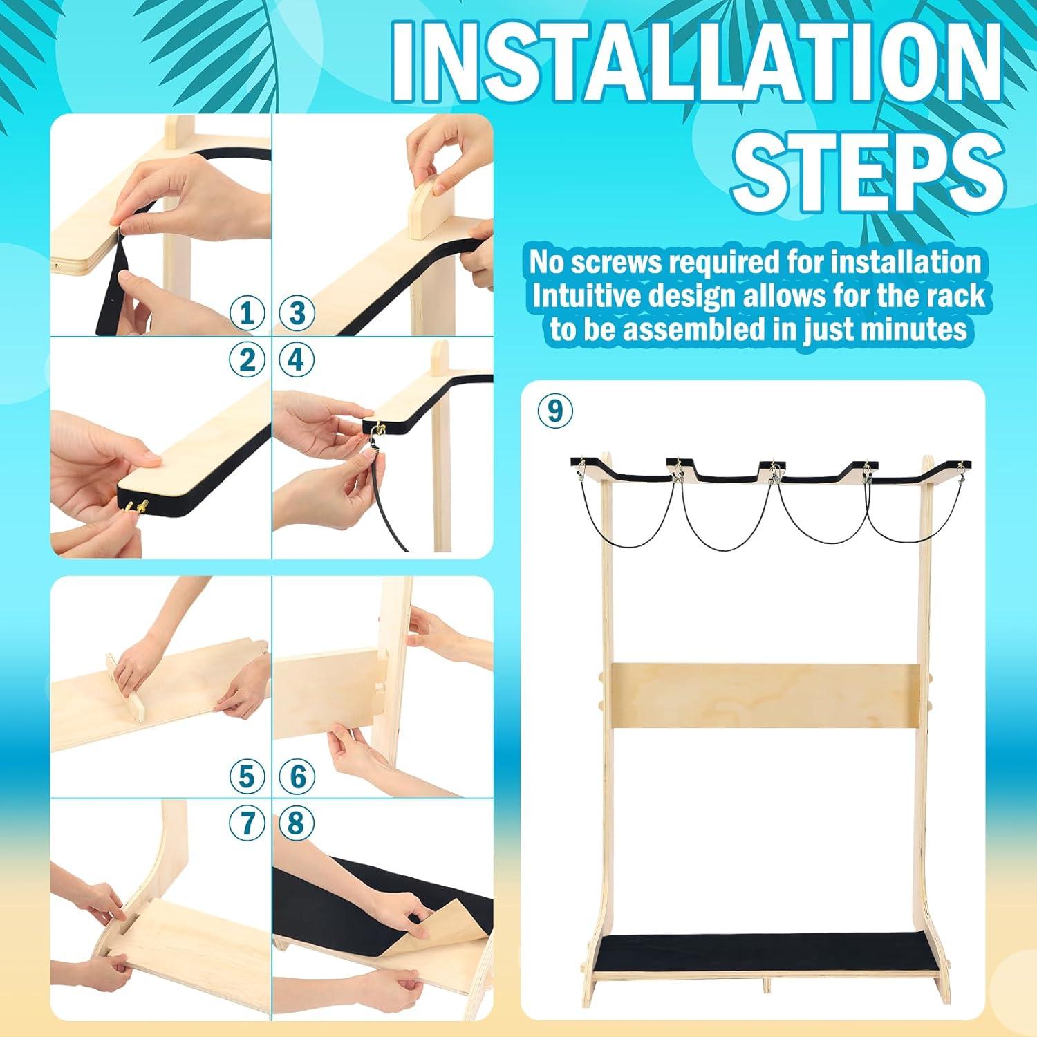 Soporte Vertical para 4 Tablas de Surf Briwooody Negro