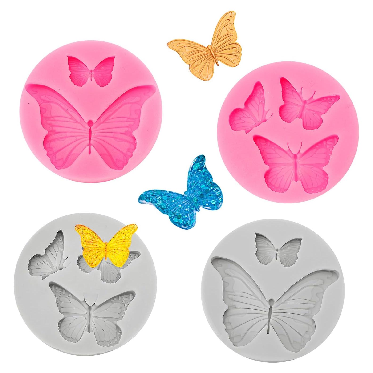 Moldes de Silicona Mariposa 4 Pcs Junwapy para Repostería
