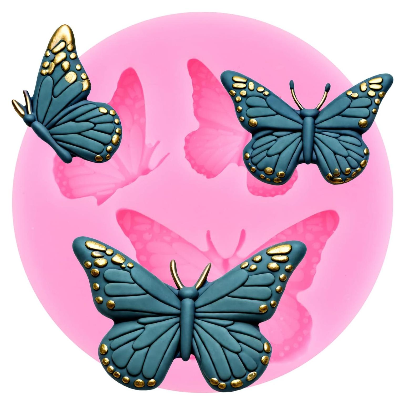 Butterfly Silicone Molds Mini Butterfly Fondant Cake Baking Mold For Cake Decorating Cupcake Topper Candy Chocolate Gum Paste Polymer Clay