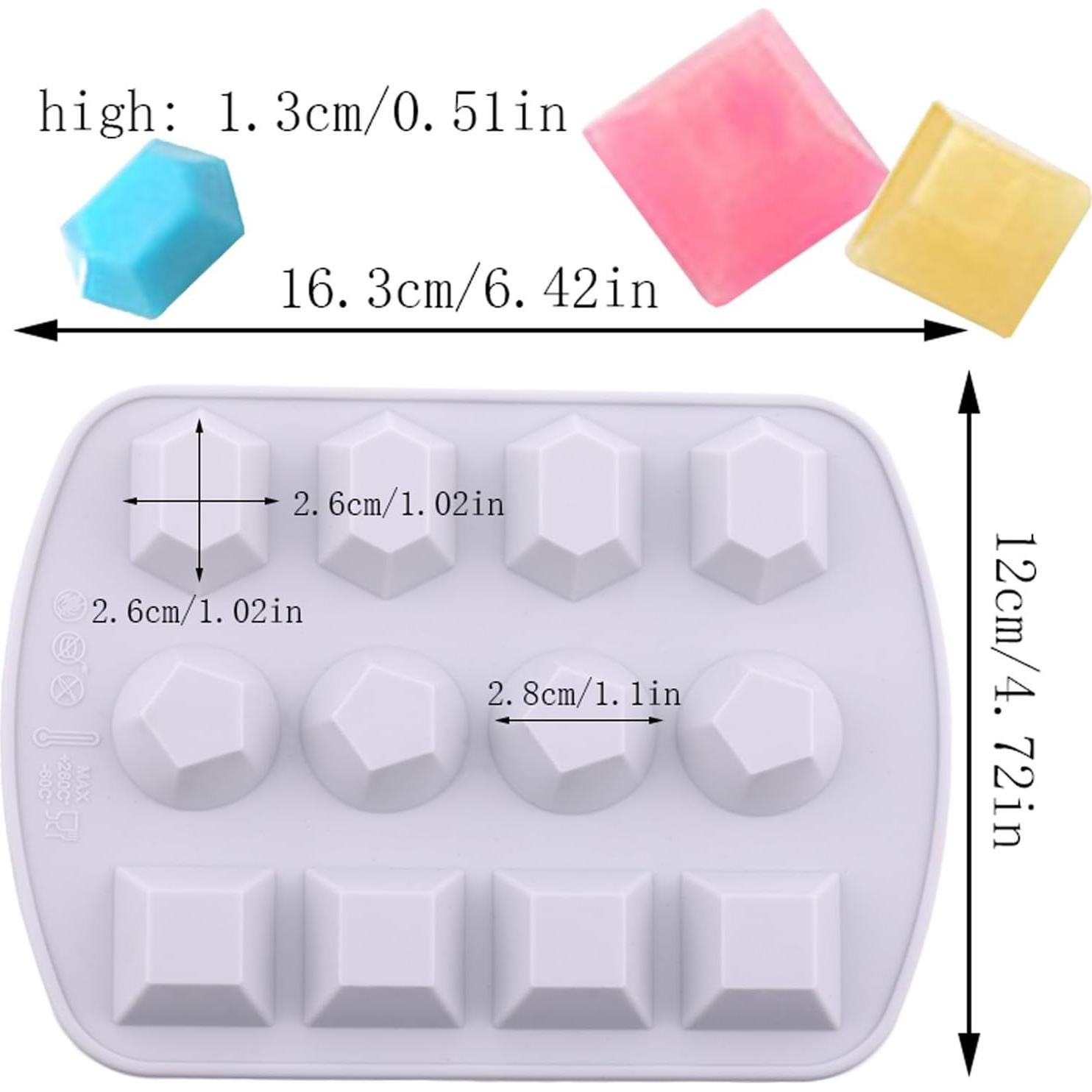 Molde de Silicona para Caramelos de Diamante AIBOYA 12 Cavidades