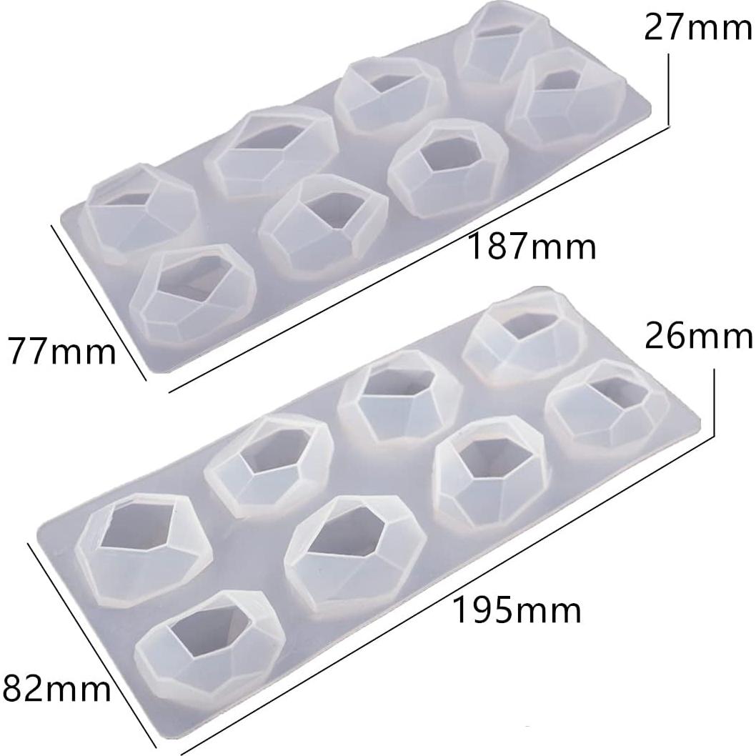 Molde de Silicona para Resina QTTLLI - Diamante 2 Piezas 3.81x2.54cm