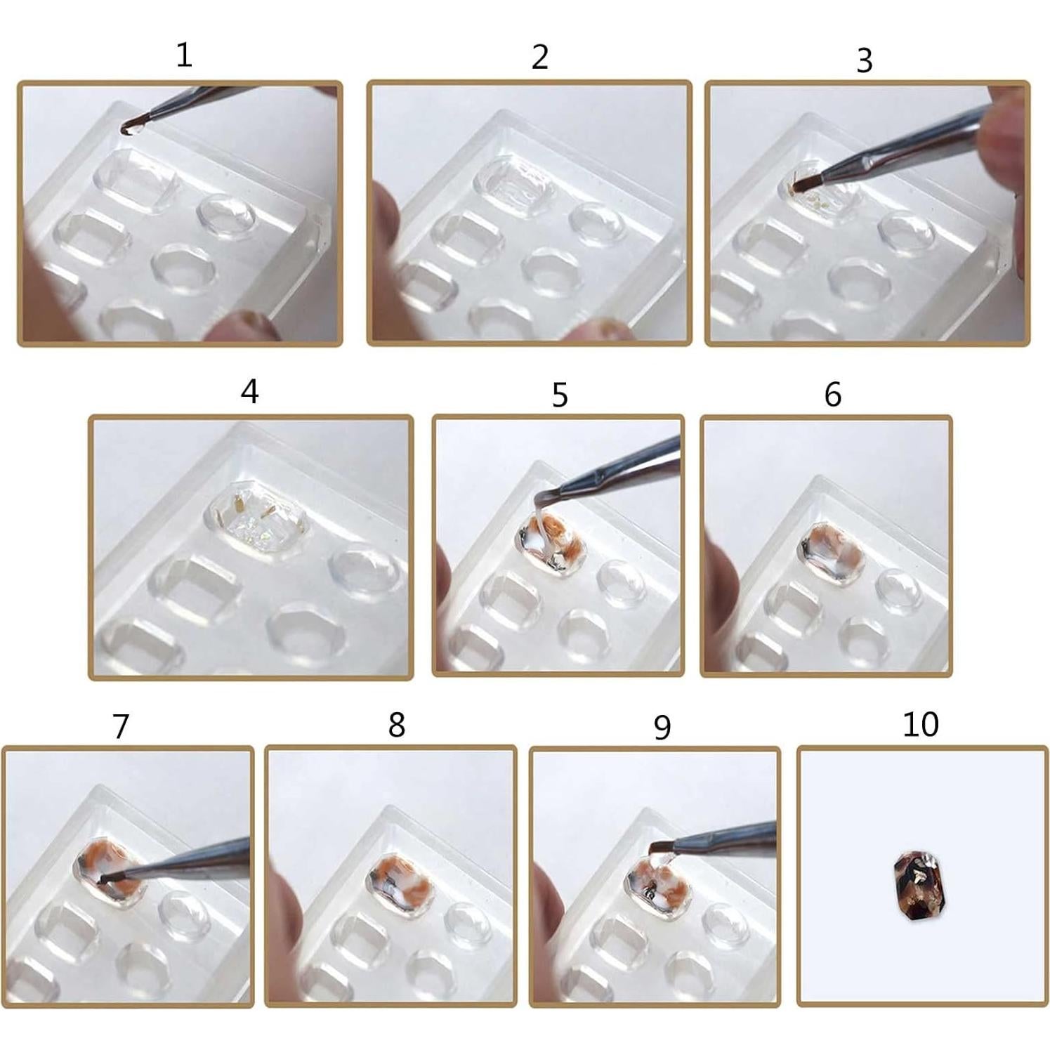 15 Moldes de Silicona Corazón Facetados para Uñas DIY unahtinr