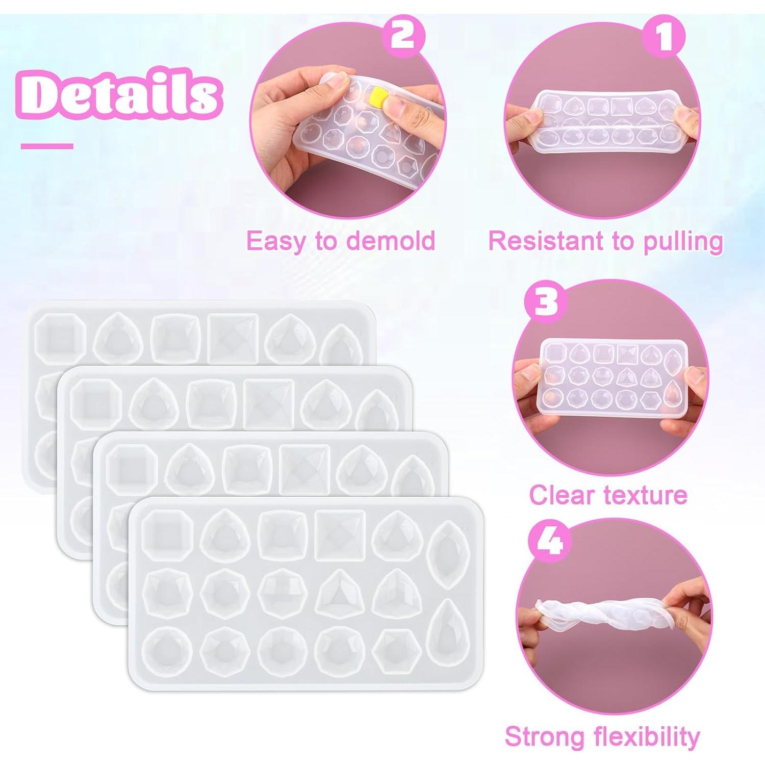 4 Moldes de Silicona para Resina Epóxica QfwdfcTrenz 11x6cm