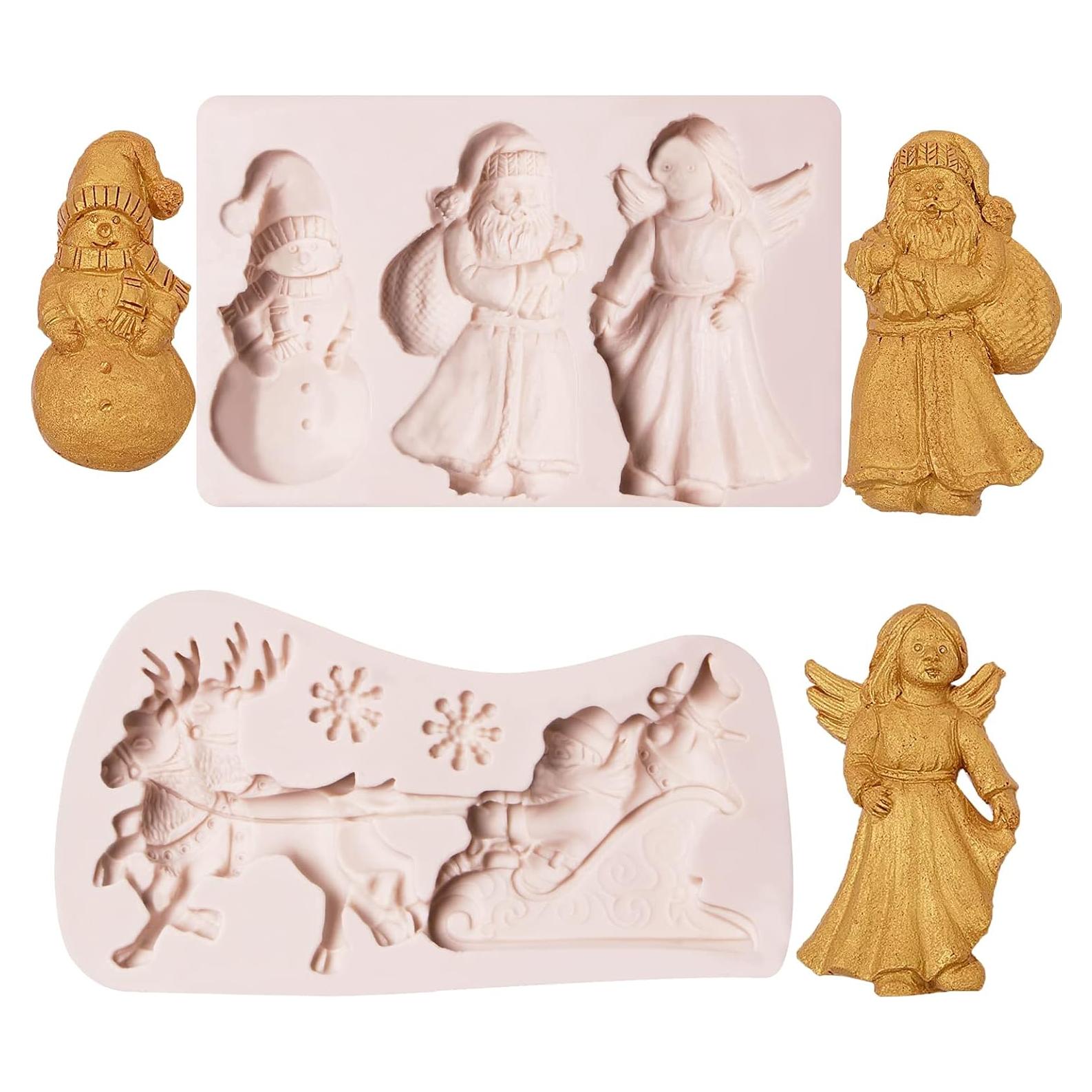 Moldes de Silicona de Navidad 2 Pcs - Santa y Copo de Nieve