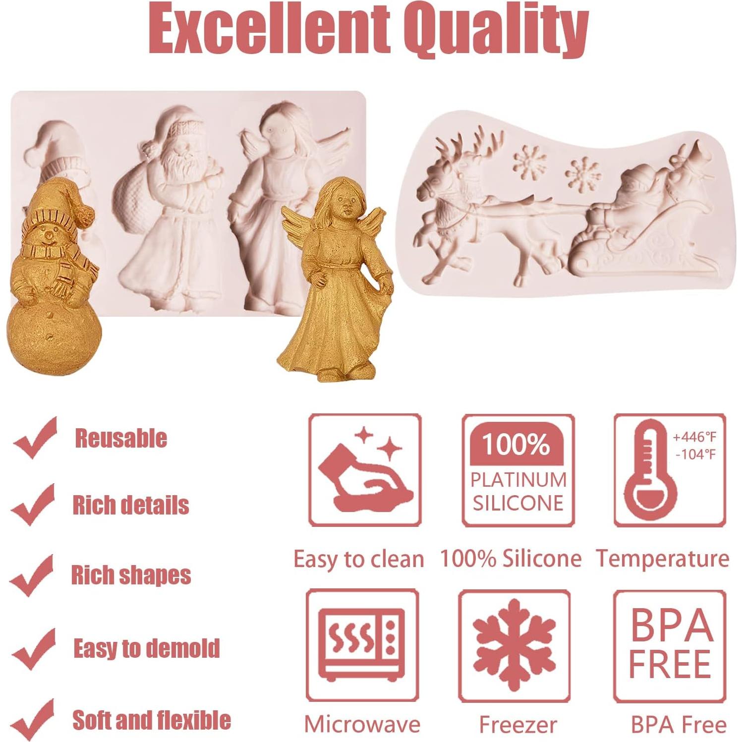 Moldes de Silicona de Navidad 2 Pcs - Santa y Copo de Nieve