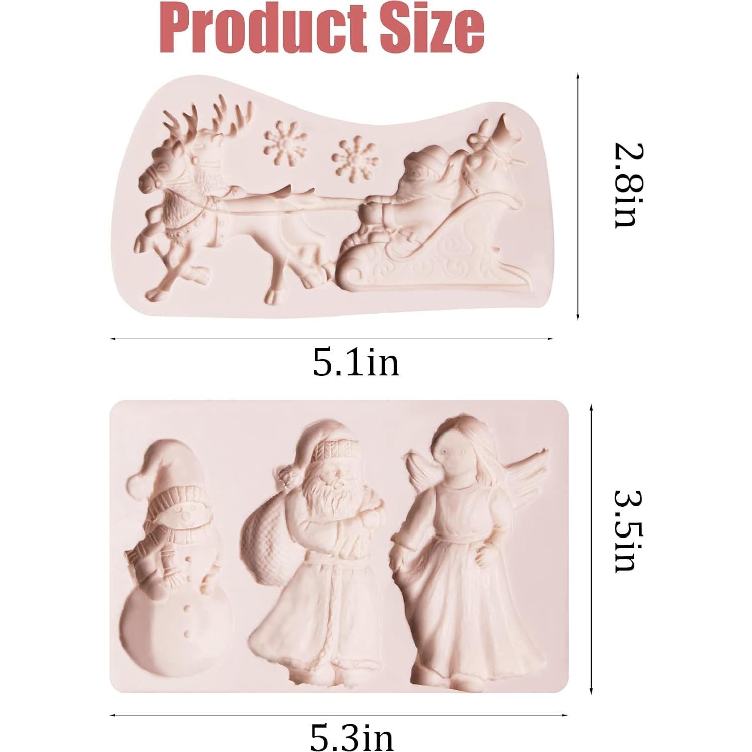 Moldes de Silicona de Navidad 2 Pcs - Santa y Copo de Nieve