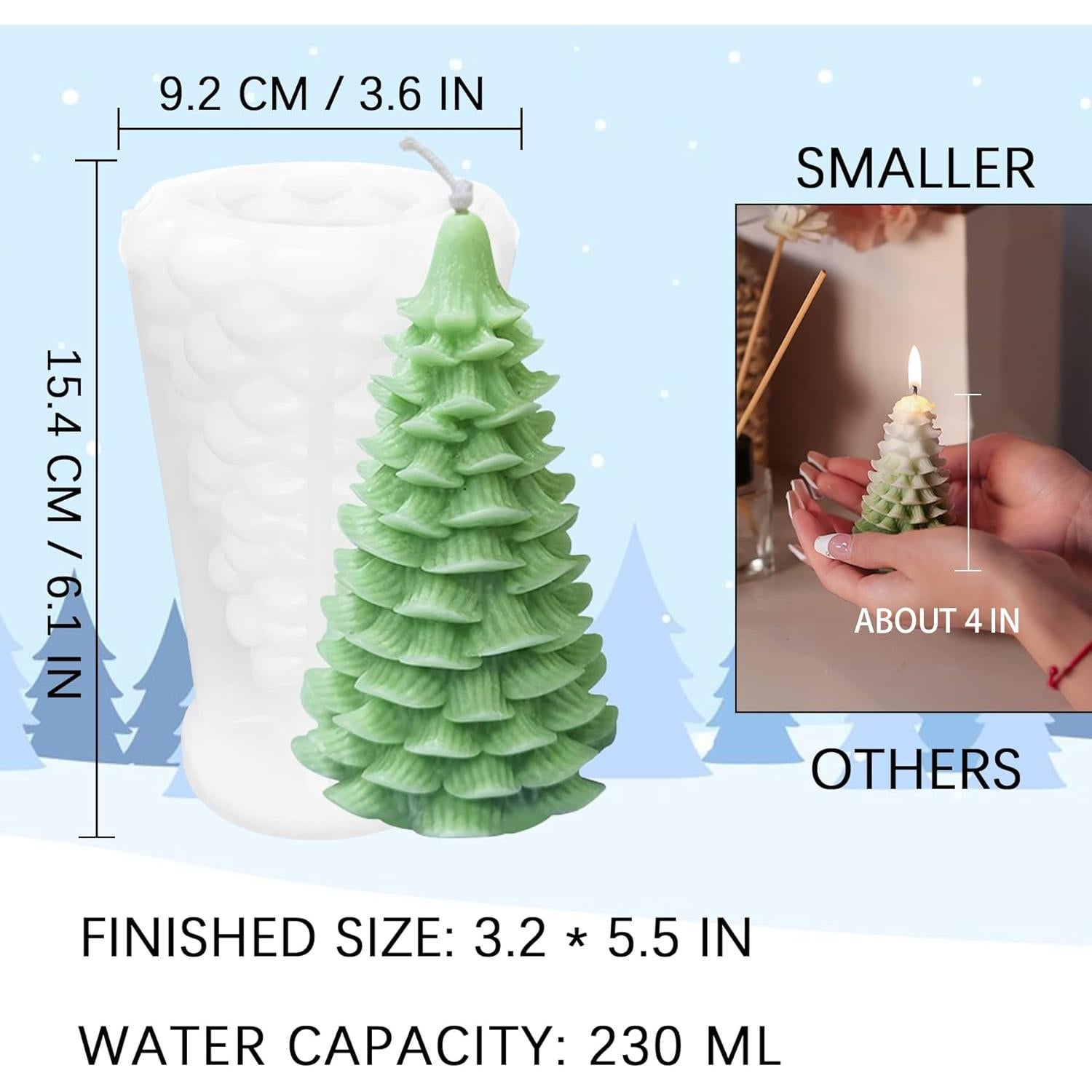 Molde de Vela 3D Árbol de Navidad ZAKVOOR Silicona 7x10 cm