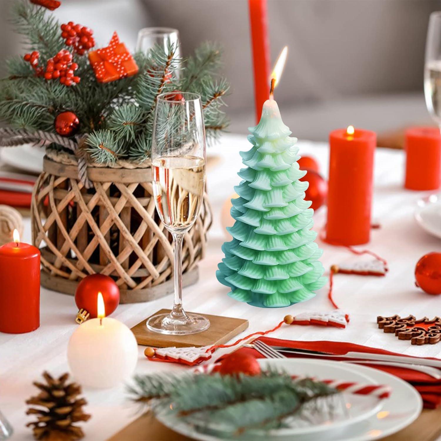 Molde de Vela 3D Árbol de Navidad ZAKVOOR Silicona 7x10 cm