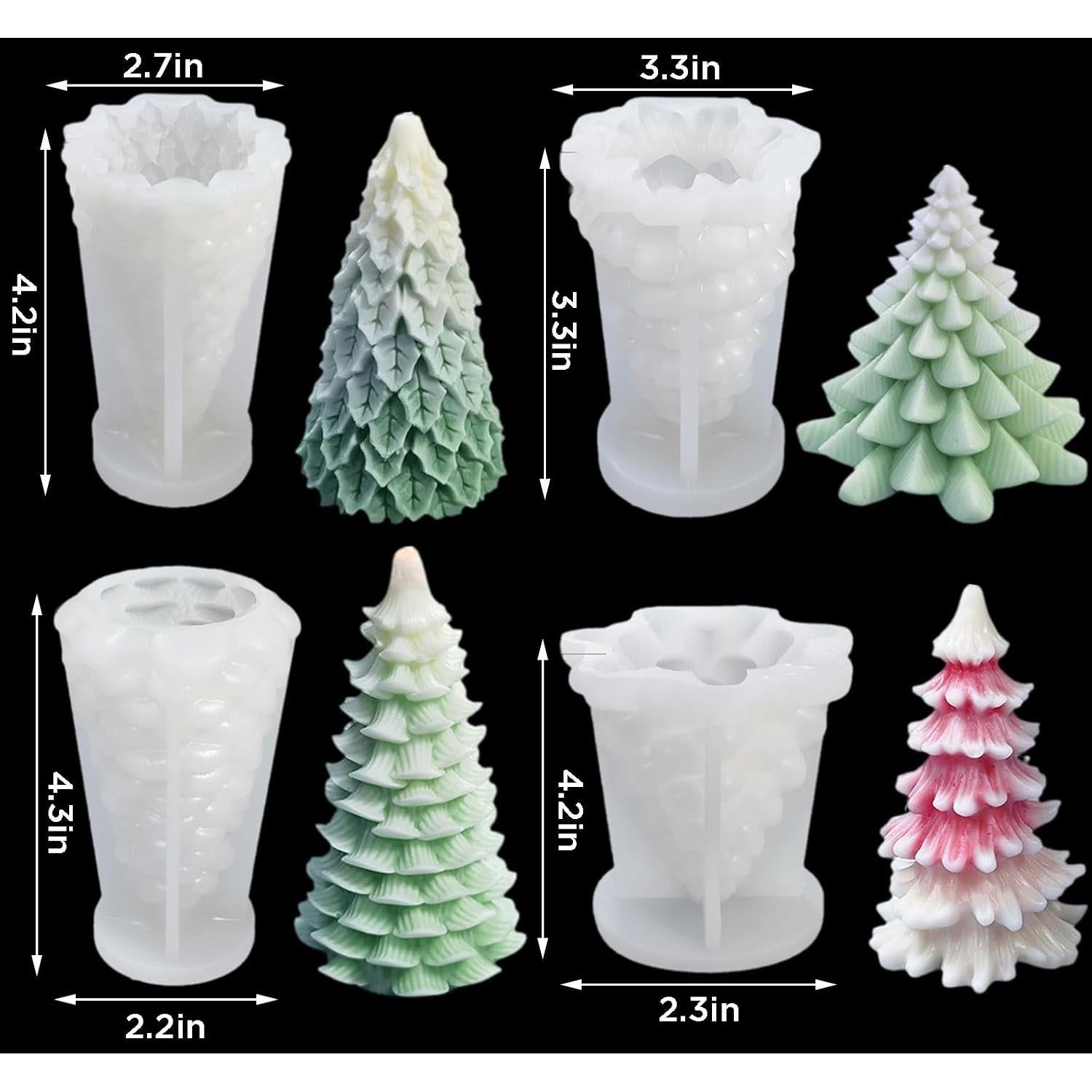 4 Moldes de Silicona para Vela Árbol de Navidad TOPYS