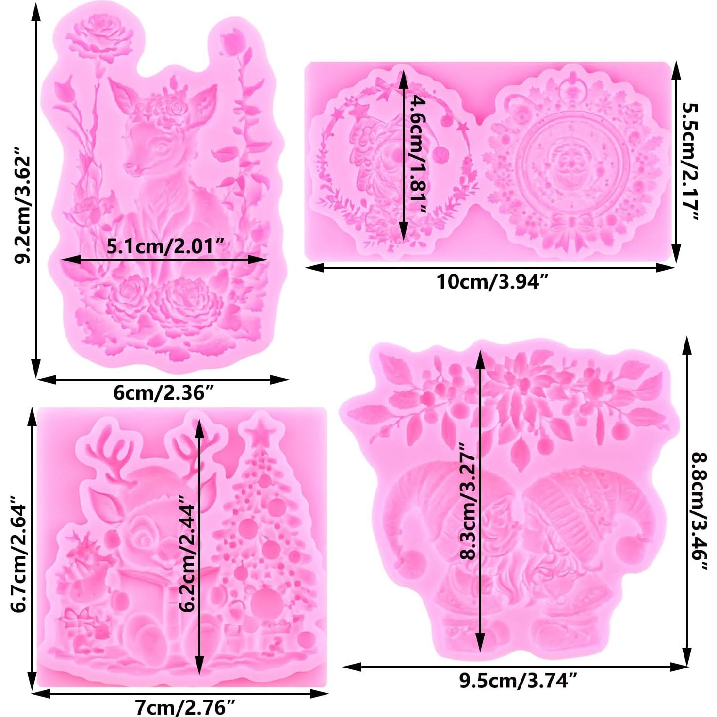 Molde de Silicona de Navidad Mujiang - 4 Piezas Fondant