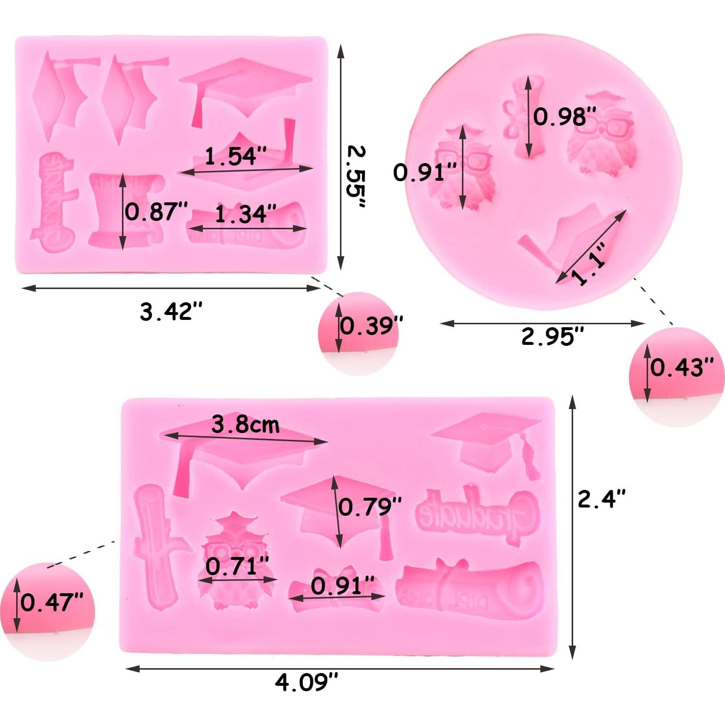 Molde de Silicona de Graduación ZiXiang - 3 Piezas para Pasteles