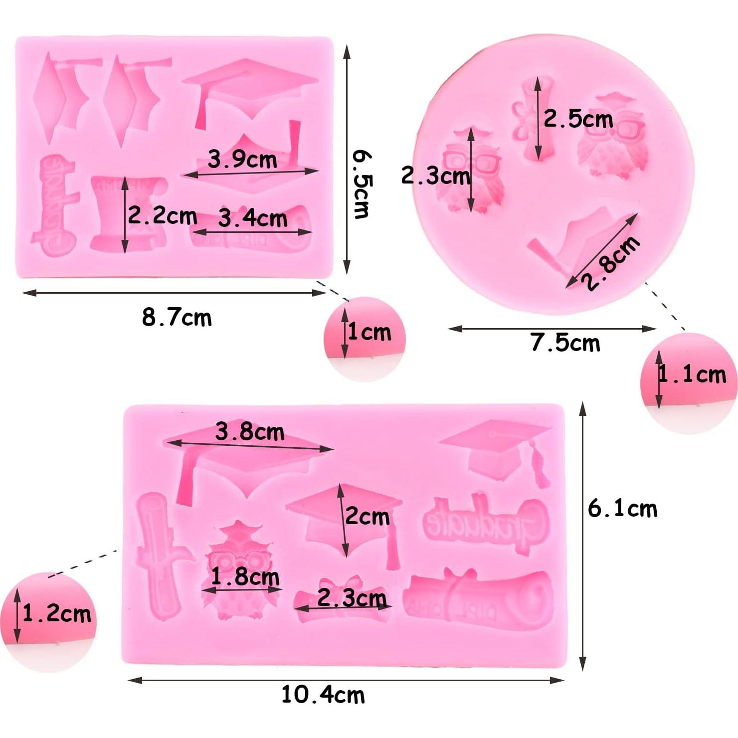 Molde de Silicona de Graduación ZiXiang - 3 Piezas para Pasteles