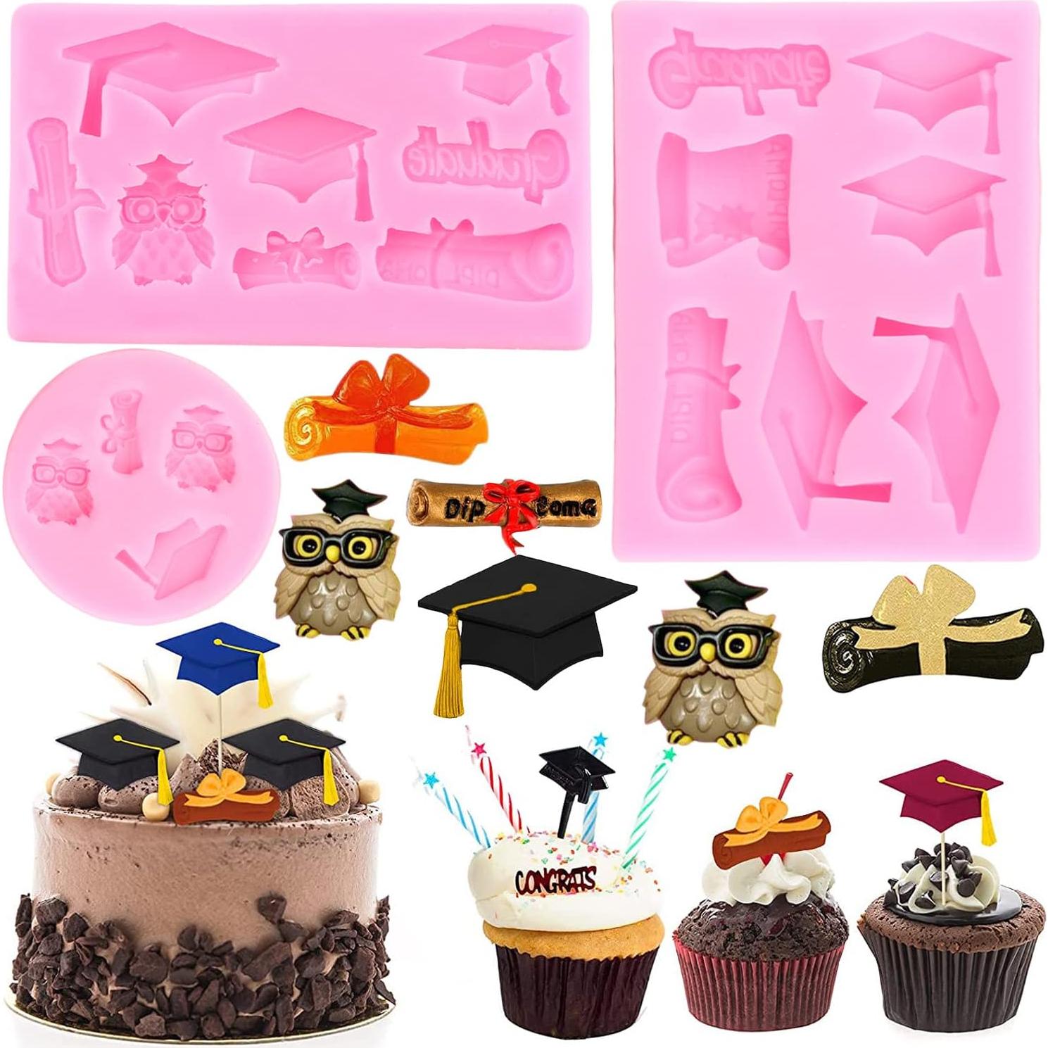 Molde de Silicona de Graduación ZiXiang - 3 Piezas para Pasteles