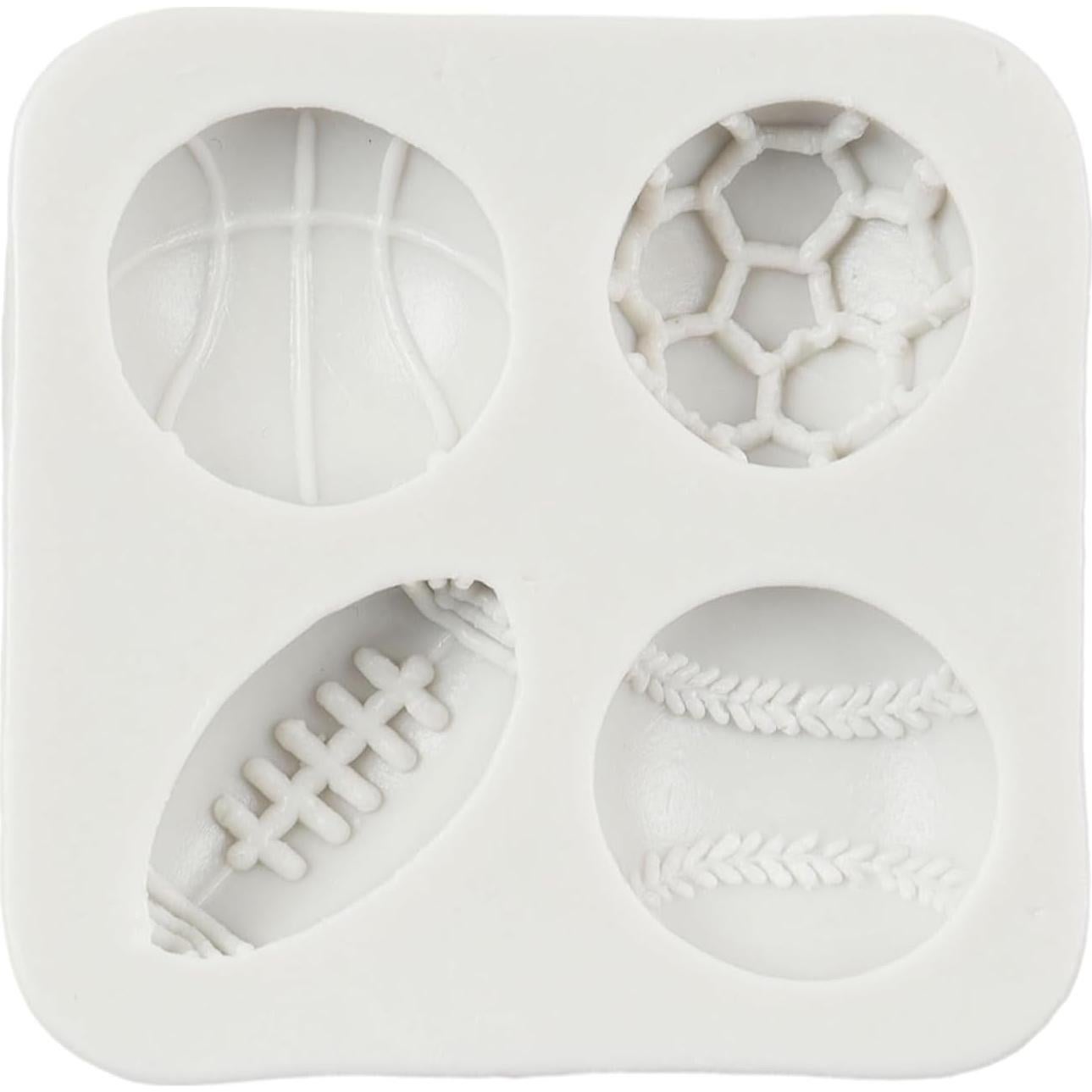 Ball Cake Decoration Silicone Molds Football Basketball Baseball Rugby Fondant Molds for Cake Decoration Chocolate Cupcake Topper Candy Polymer Clay Gum Paste