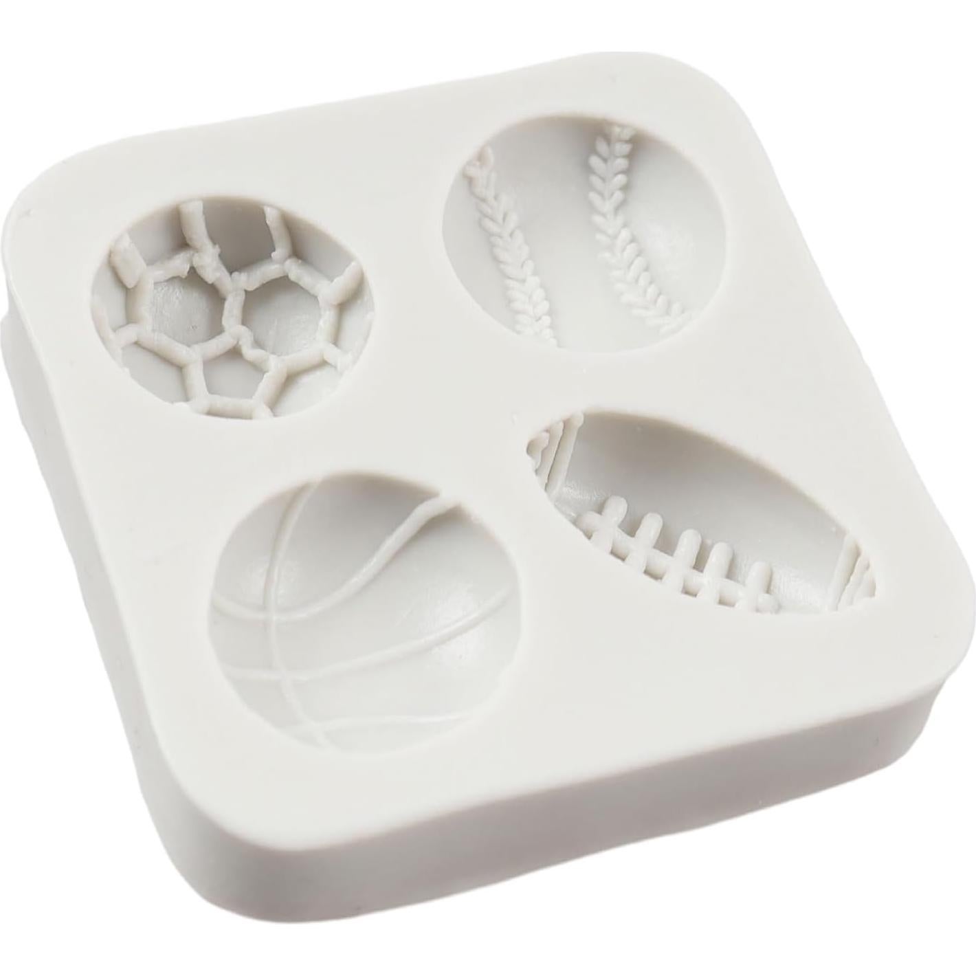 Ball Cake Decoration Silicone Molds Football Basketball Baseball Rugby Fondant Molds for Cake Decoration Chocolate Cupcake Topper Candy Polymer Clay Gum Paste