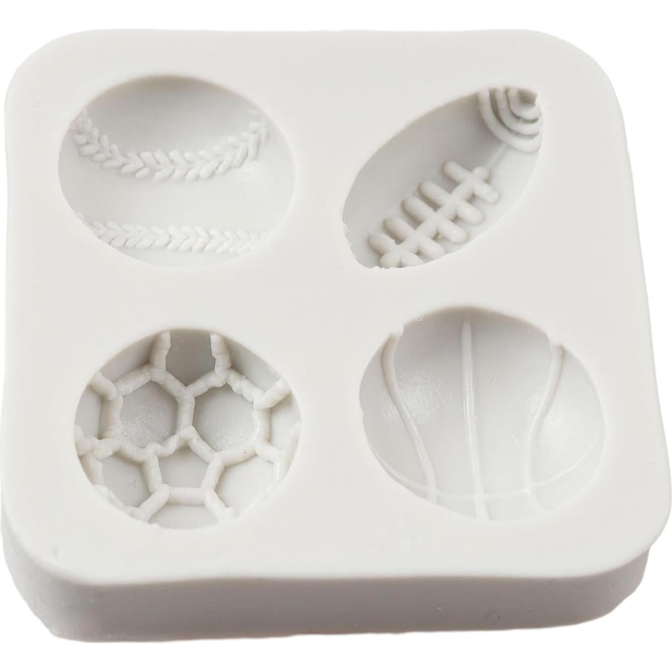 Ball Cake Decoration Silicone Molds Football Basketball Baseball Rugby Fondant Molds for Cake Decoration Chocolate Cupcake Topper Candy Polymer Clay Gum Paste