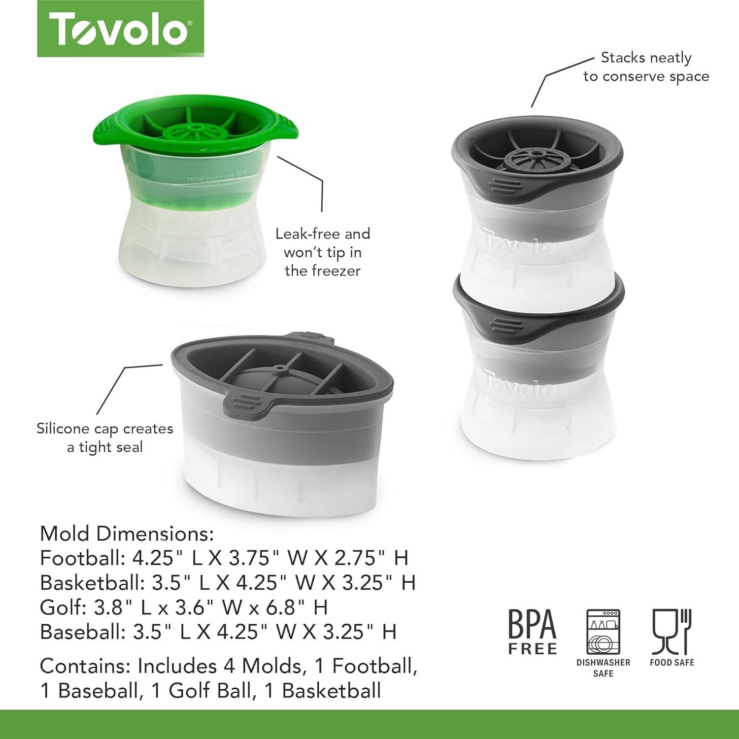Juego de Moldes de Hielo Tovolo 4 Piezas - Pelotas Deportivas