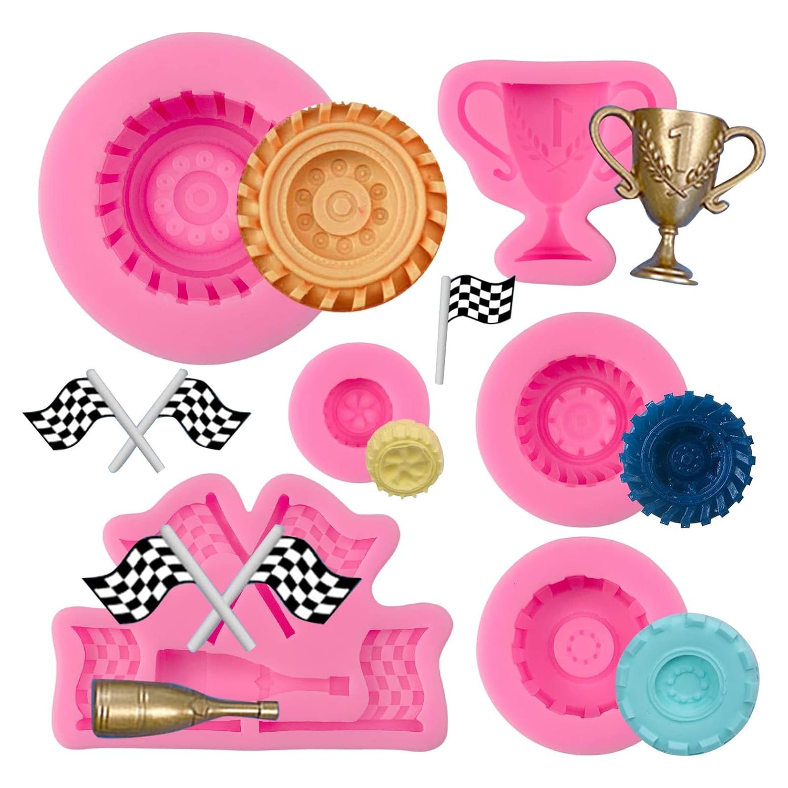 Moldes de Silicona KKONHII para Coche de Carreras 3D - 6 Piezas