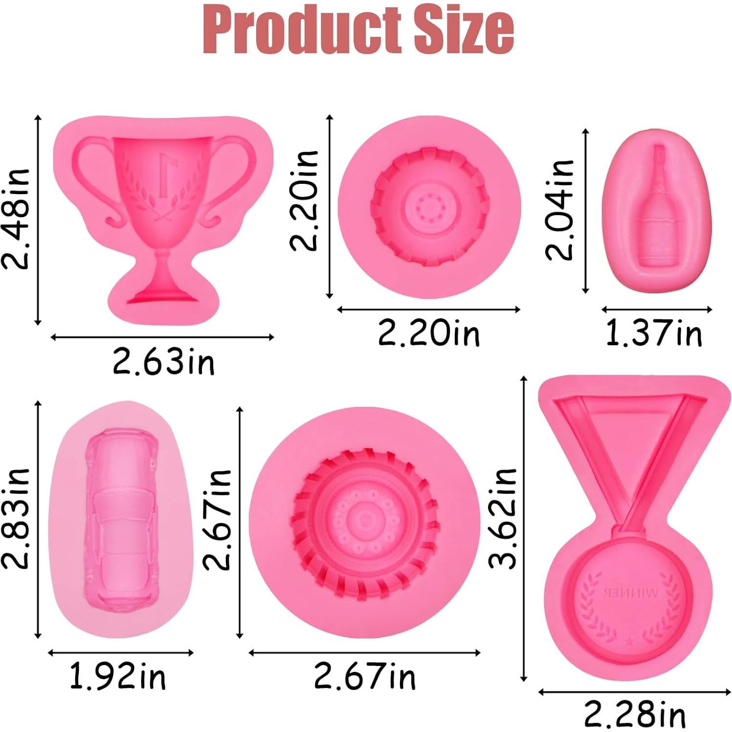 Moldes de Silicona para Pasteles de Coche de Carreras 5 Pcs