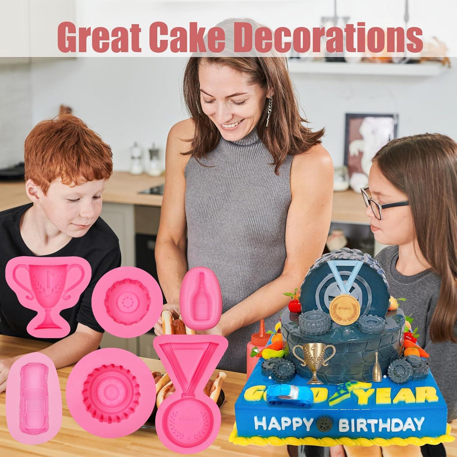 Moldes de Silicona para Pasteles de Coche de Carreras 5 Pcs